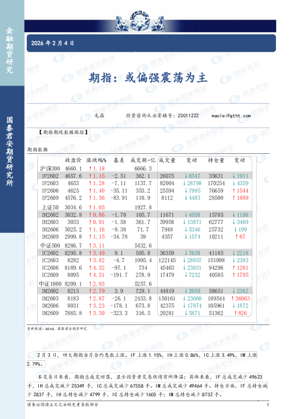 期指：或偏强震荡为主