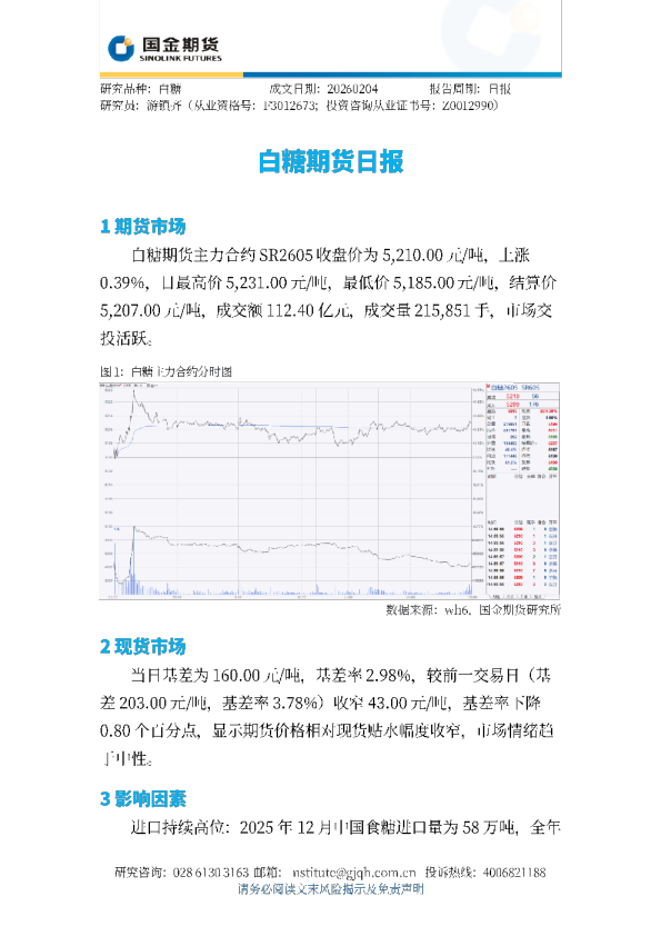 白糖期货日报