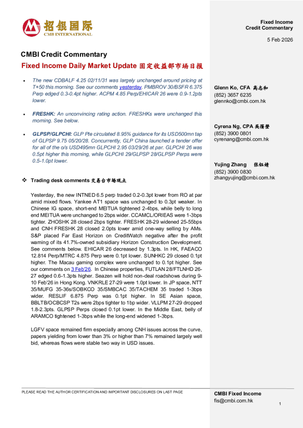 Fixed Income Daily Market Update