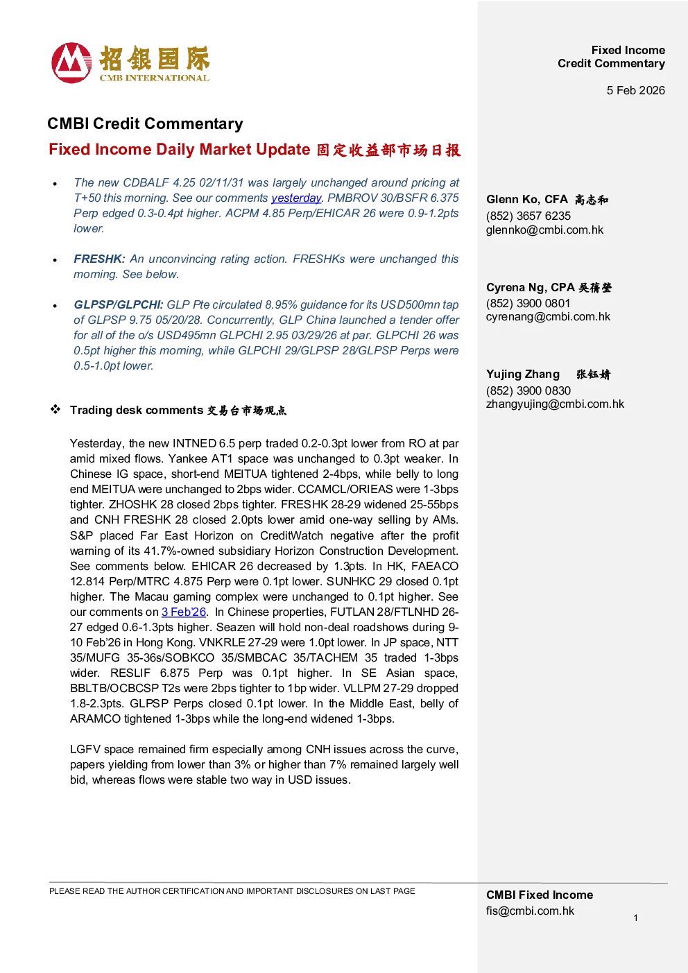Fixed Income Daily Market Update