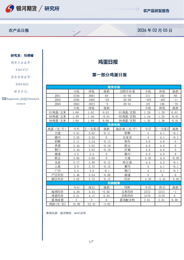 【银河期货】鸡蛋日报（26-02-05）