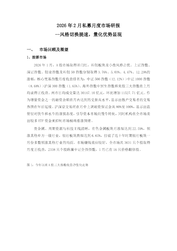 2026年2月私募月度市场研报