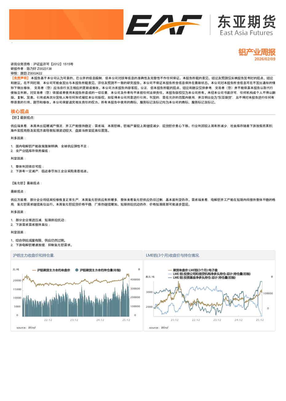 铝产业周报