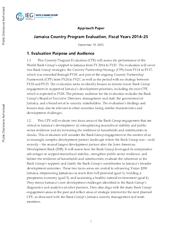 牙买加国家方案评估，201425财政年度（方法文件）（英）
