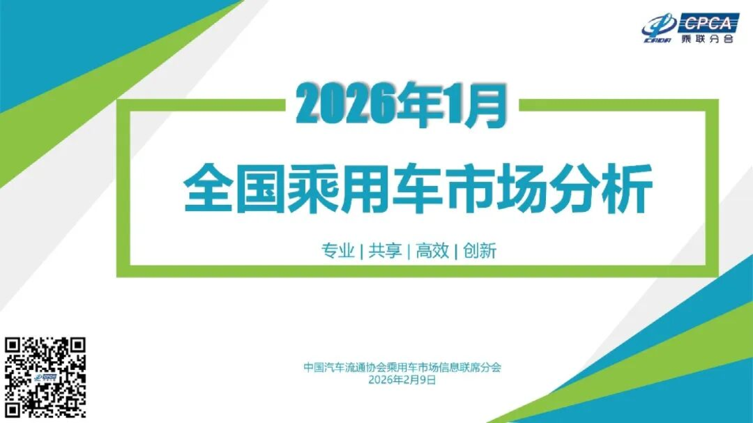 2026年1月全国乘用车市场分析