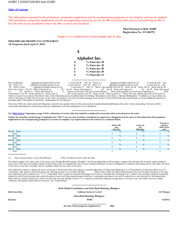 谷歌-C美股招股说明书(2026-02-10版)