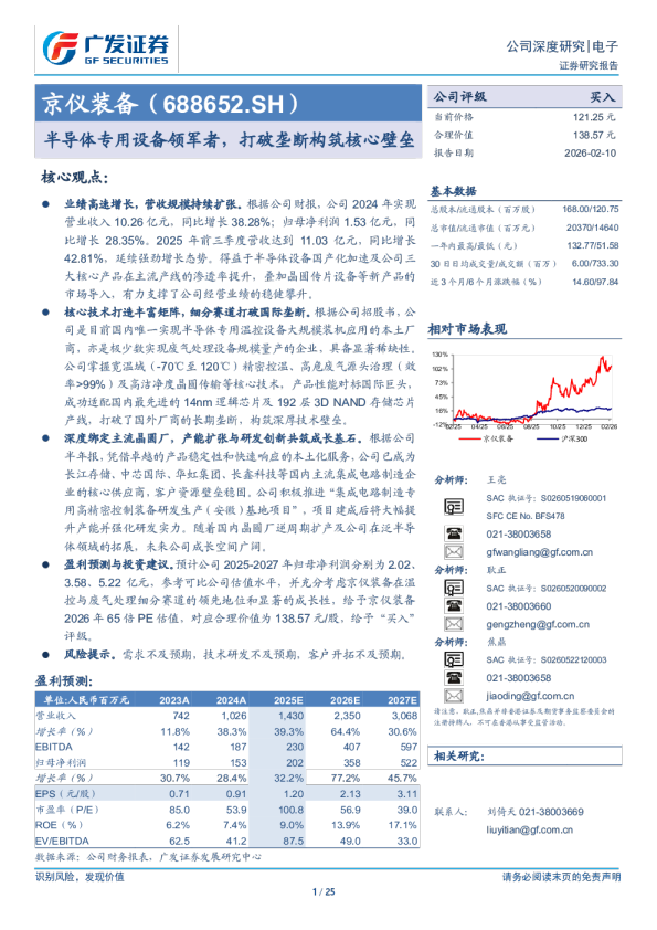 京仪装备(688652)半导体专用设备领军者，打破垄断构筑核心壁垒