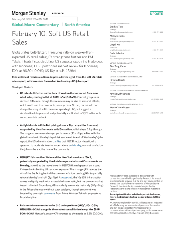 全球宏观评论 | 北美 2月10日：美国零售销售疲软