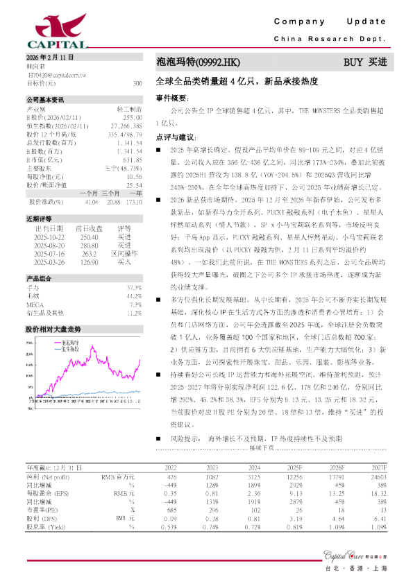 全球全品类销量超4亿只，新品承接热度