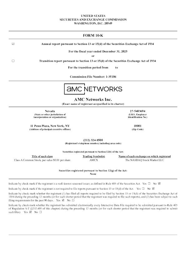 AMC网络-A 2025年度报告