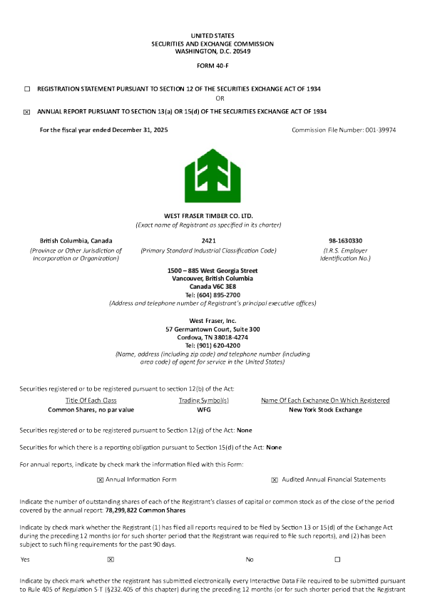西弗莱泽木材公司2025年度报告