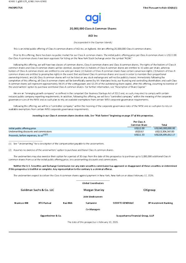 AGI Inc-A美股招股说明书(2026-02-11版)