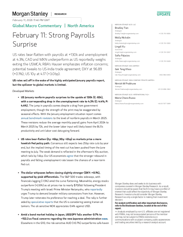 全球宏观评论 | 北美 2月11日：强劲非农就业数据意外