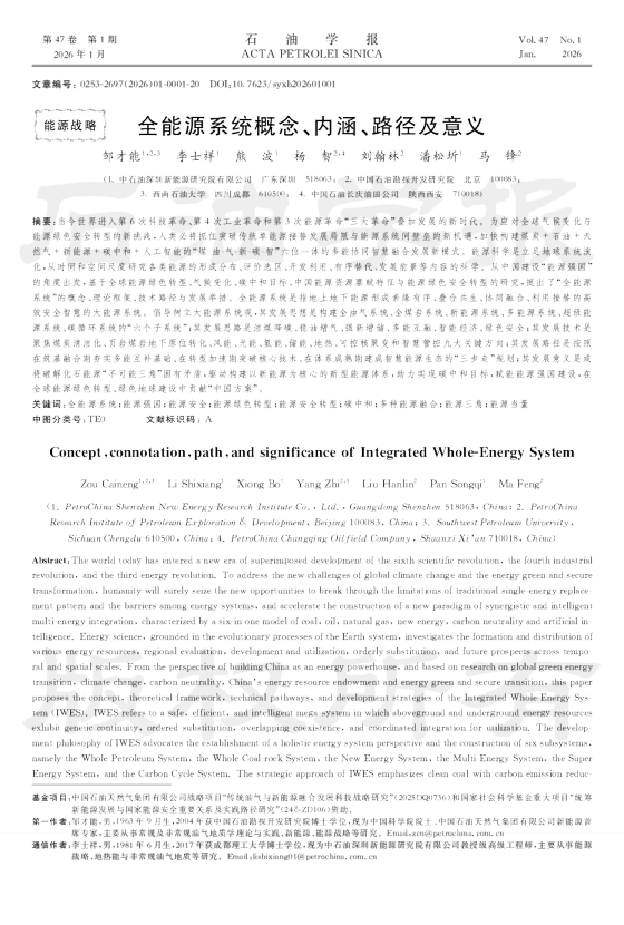 全能源系统概念、内涵、路径及意义