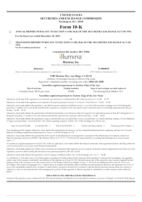 Illumina Inc 2025年度报告