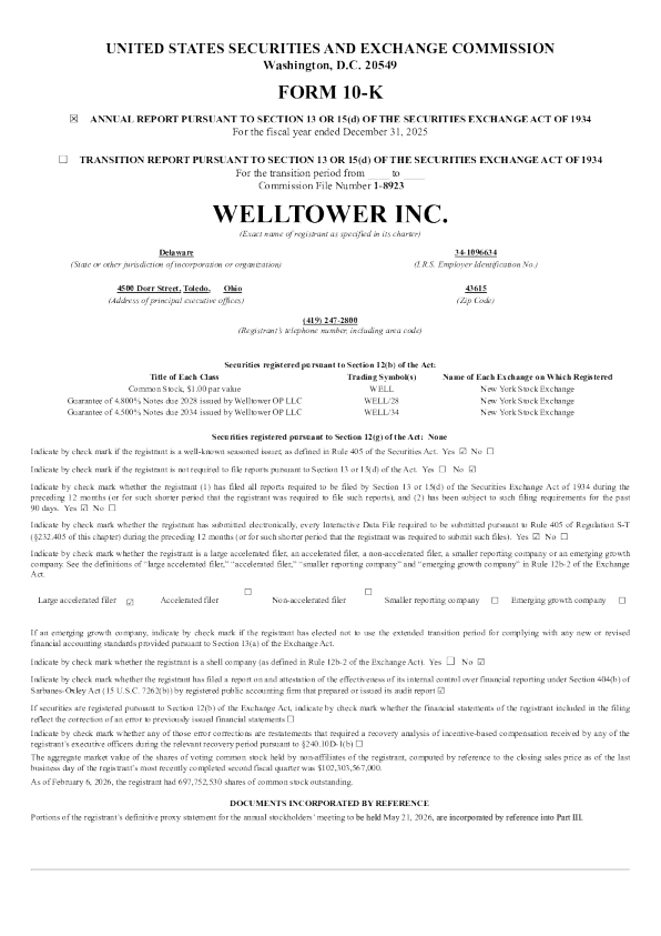 Welltower 2025年度报告