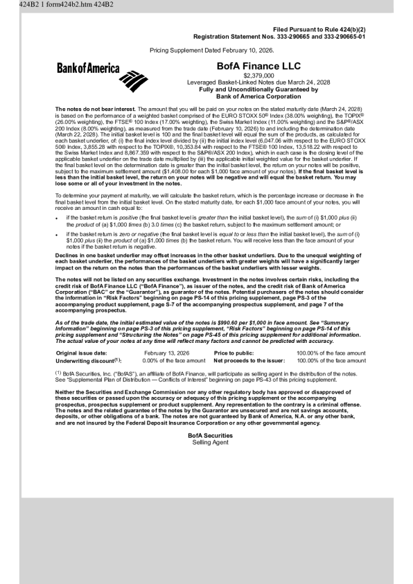 美国银行美股招股说明书(2026-02-12版)