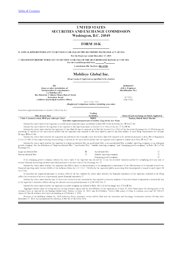Mobileye Global Inc-A 2025年度报告