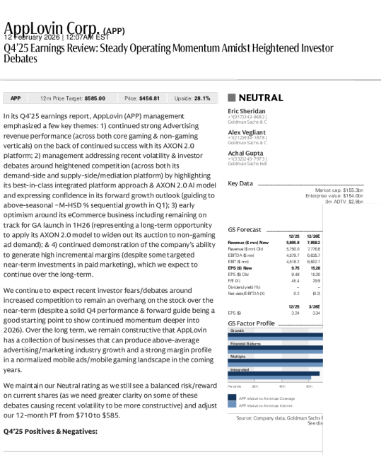 AppLovin Corp. (APP) 2025年第四季度收益回顾：在投资者争议加剧的环境下展现出的稳健运营态势