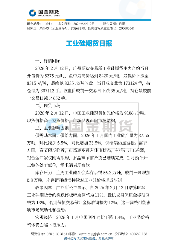 工业硅期货日报