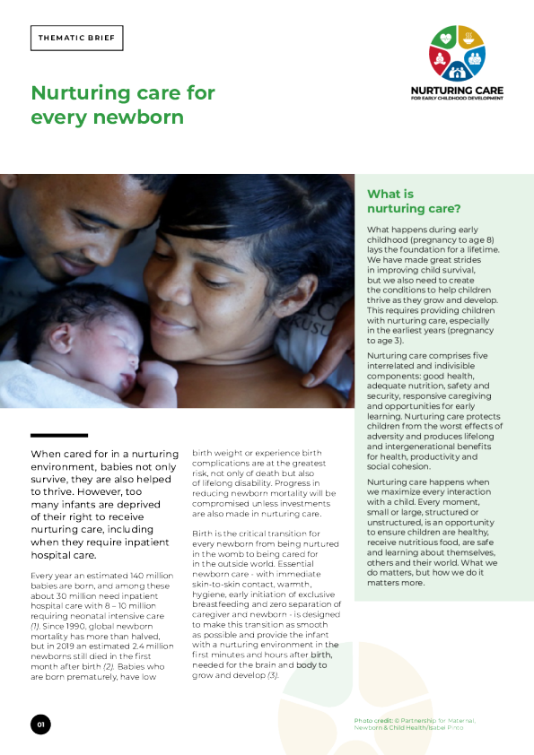 为每个新生儿提供养育护理：专题简报