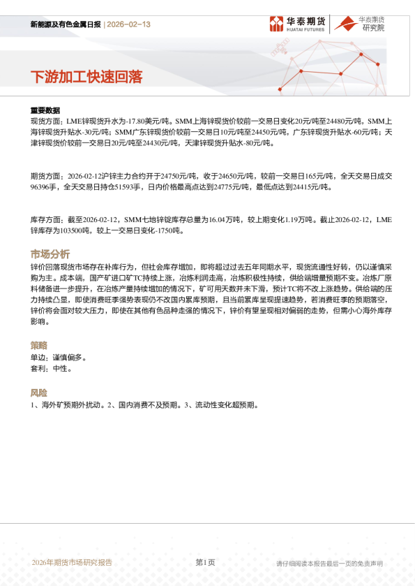 新能源及有色金属日报:下游加工快速回落