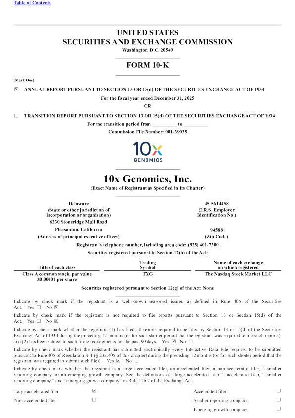 10x Genomics Inc-A 2025年度报告