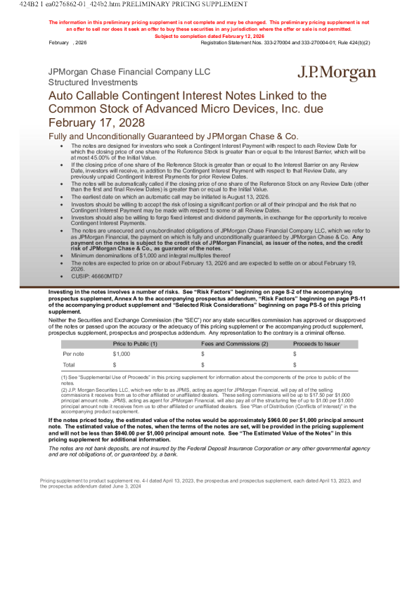 摩根大通美股招股说明书(2026-02-13版)