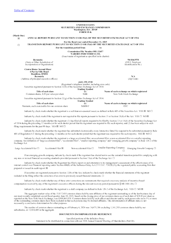 纳伯斯工业 2025年度报告
