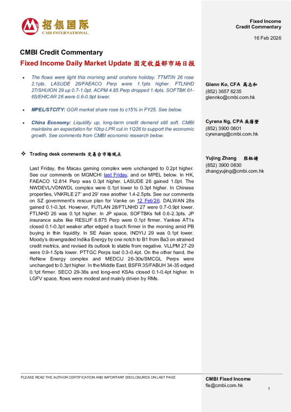 固定收益部市场日报