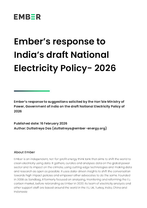 Ember对印度2026年国家电力政策草案的回应