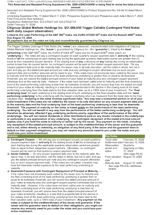 花旗集团美股招股说明书(2026-02-17版)