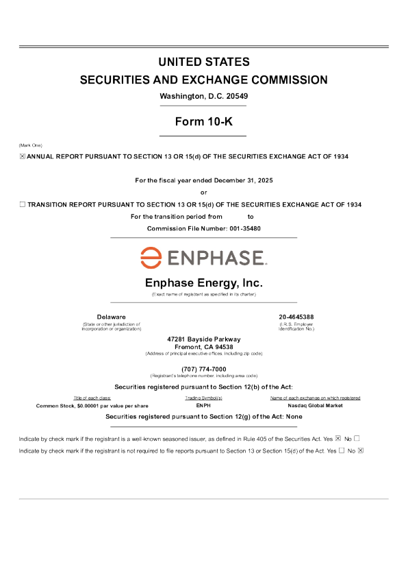 Enphase 能源 2025年度报告