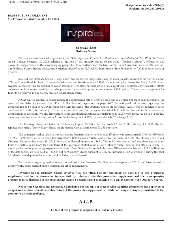 Inspira Technologies Oxy B.H.N. Ltd American Stock Prospectus (Version 2026-02-17)