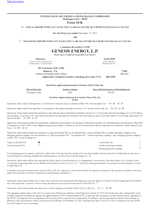 Genesis Energy LP 2025年度报告