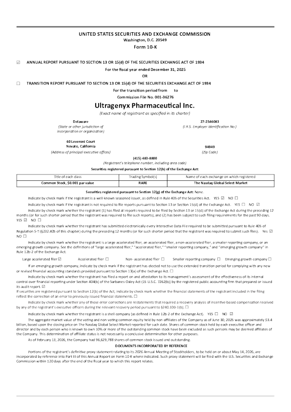 Ultragenyx Pharmaceutical Inc 2025年度报告