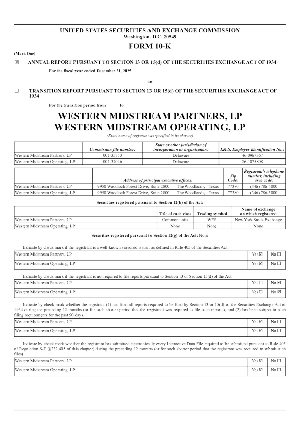 Western Midstream Partners LP 2025年度报告