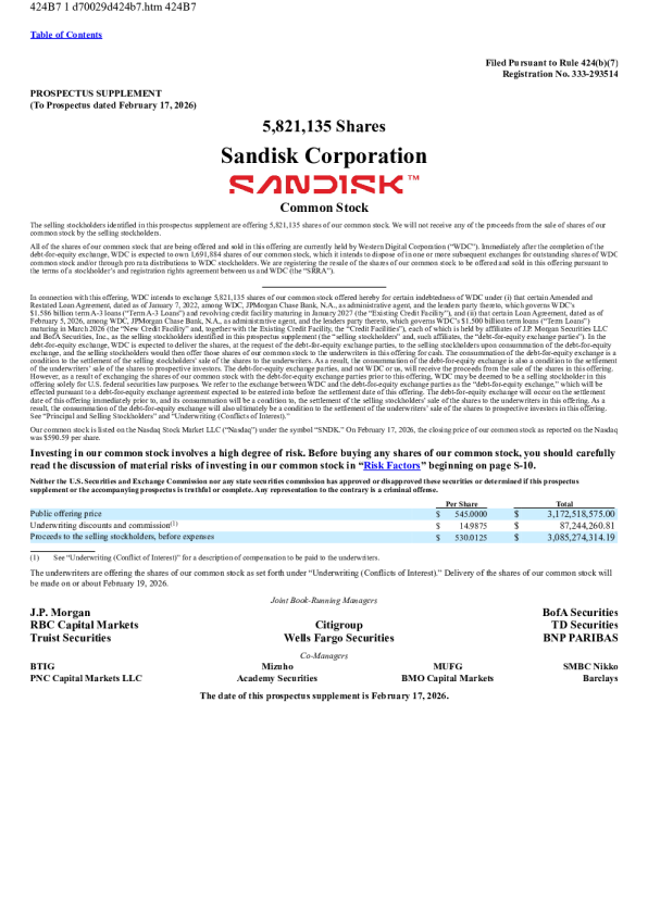 闪迪美股招股说明书(2026-02-18版)