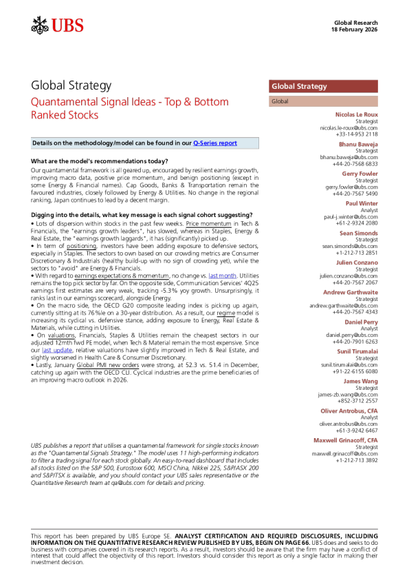 量化基本面信号观点 - 排名靠前和靠后的股票