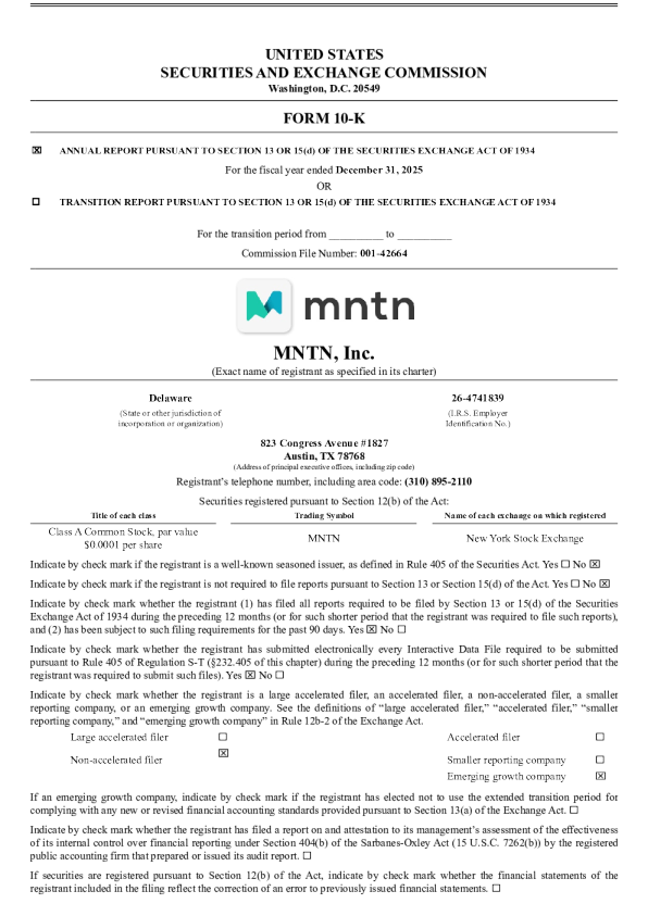 MNTN Inc-A 2025年度报告