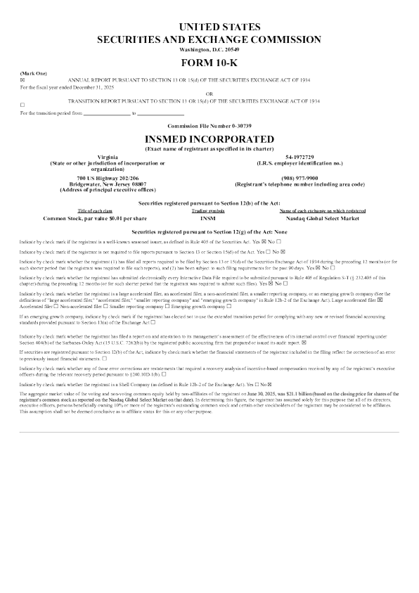 Insmed Inc 2025年度报告