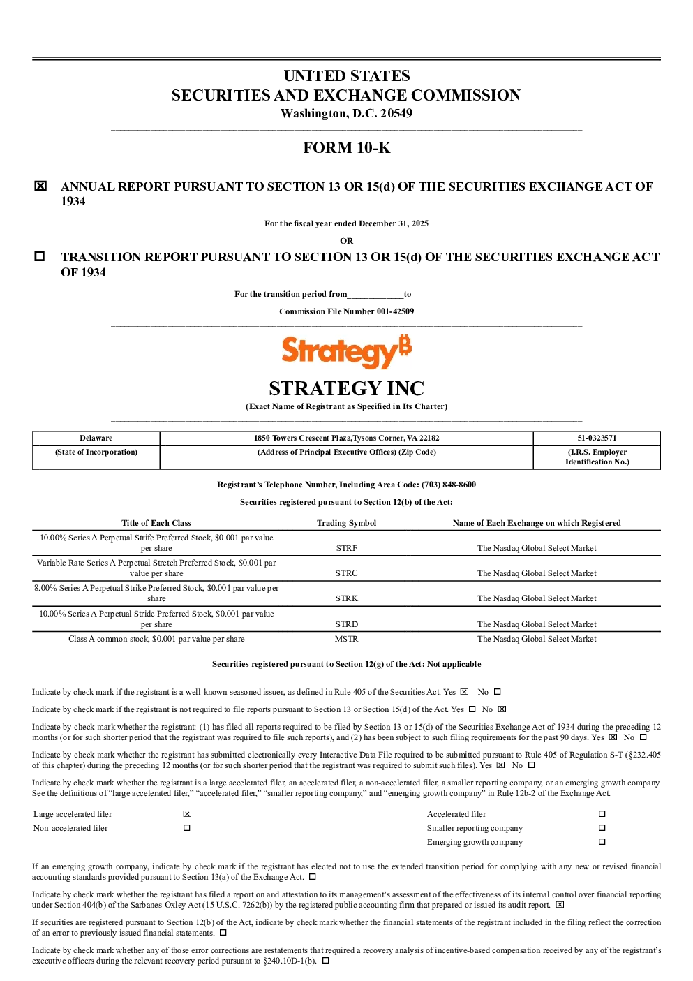 Strategy Inc-A 2025年度报告