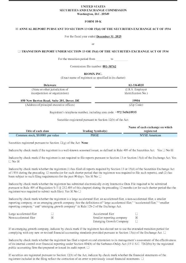BiomX Inc 2025年度报告