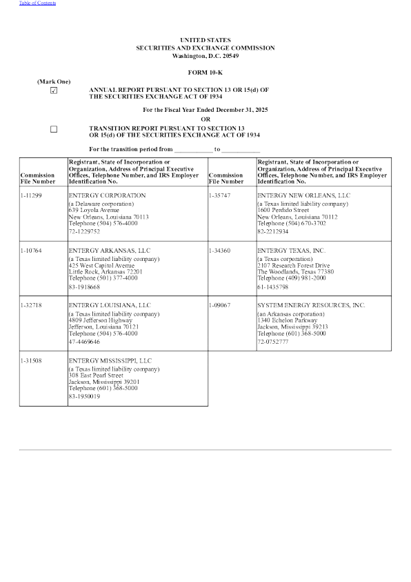 Entergy Texas Inc Series A Pfd 2025年度报告