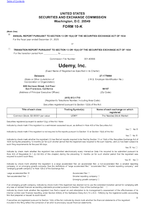 Udemy Inc 2025年度报告
