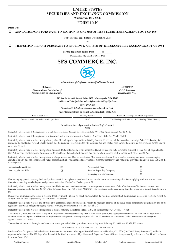 SPS Commerce Inc 2025年度报告