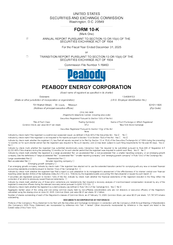 皮博迪能源 2025年度报告