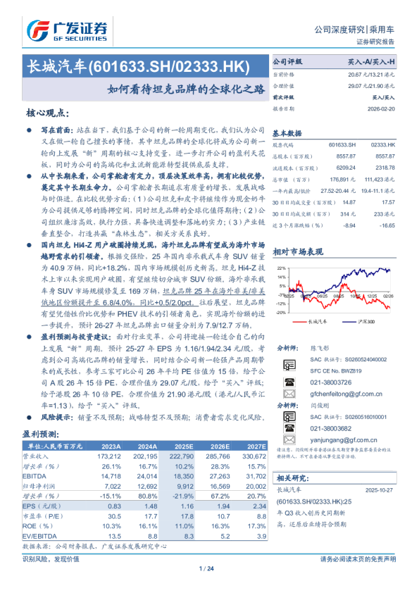 长城汽车(601633)如何看待坦克品牌的全球化之路