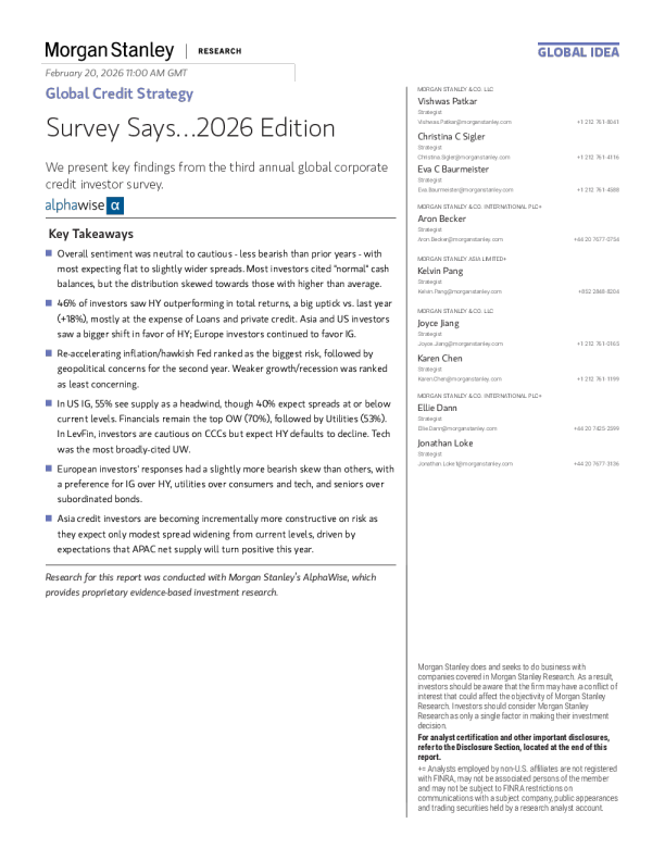 全球信贷策略调查：2026年版