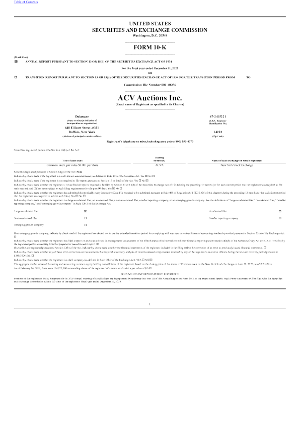 ACV Auctions Inc-A 2025年度报告